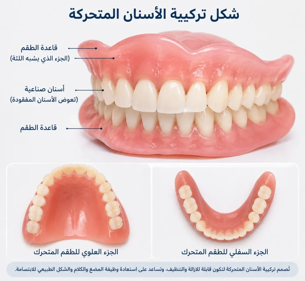 شكل تركيبة الاسنان المتحركة